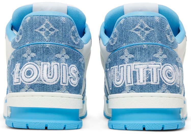Louis Vuitton Trainer Low Velcro Strap   Light Blue Monogram Denim