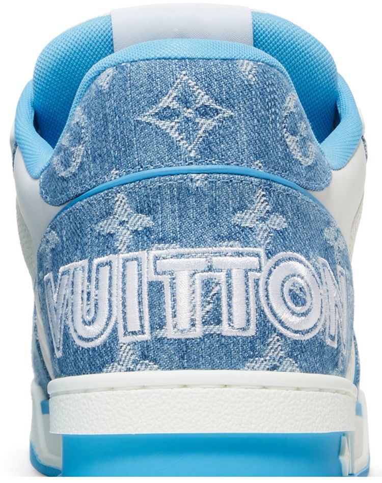 Louis Vuitton Trainer Low Velcro Strap   Light Blue Monogram Denim