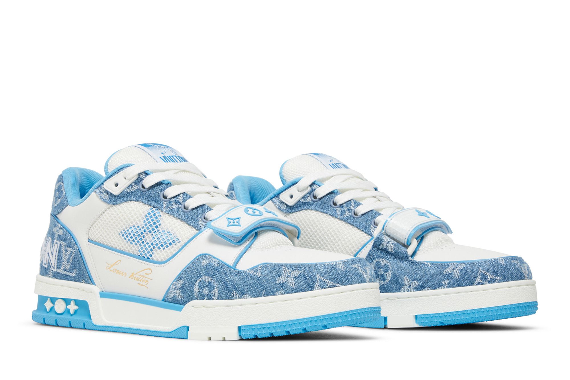 Buy Louis Vuitton Trainer Low Velcro Strap Light Blue Monogram Denim 1A9ZI5 GOAT CA