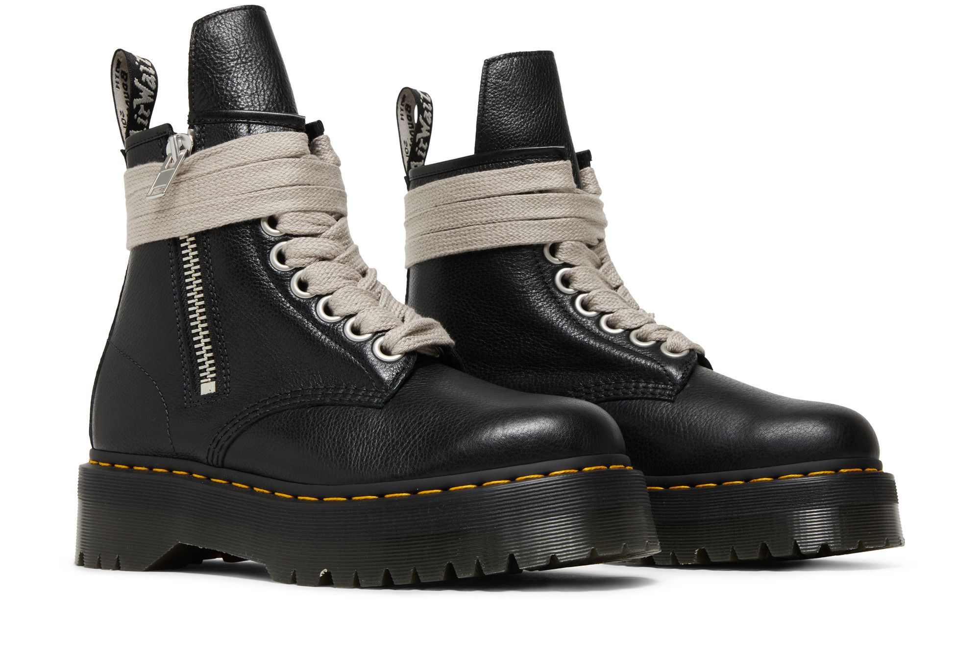 Size 10.0 Dr. Martens x Rick Owens Strobe 1460 Quad Sole Jumbo Lace Boot  'Black'