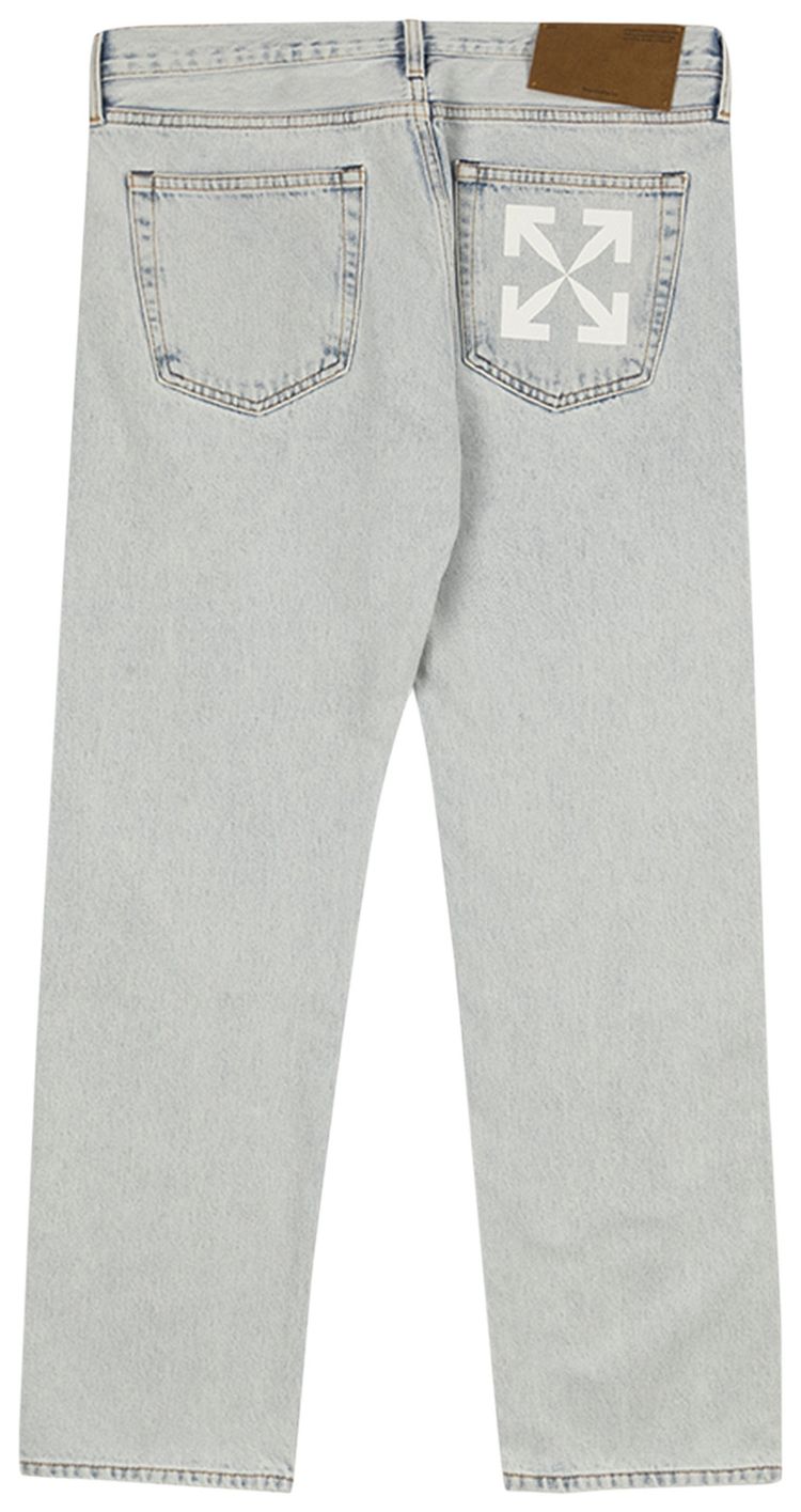 Off White Arrows Logo Slim Fit Jeans Bleach BlueWhite