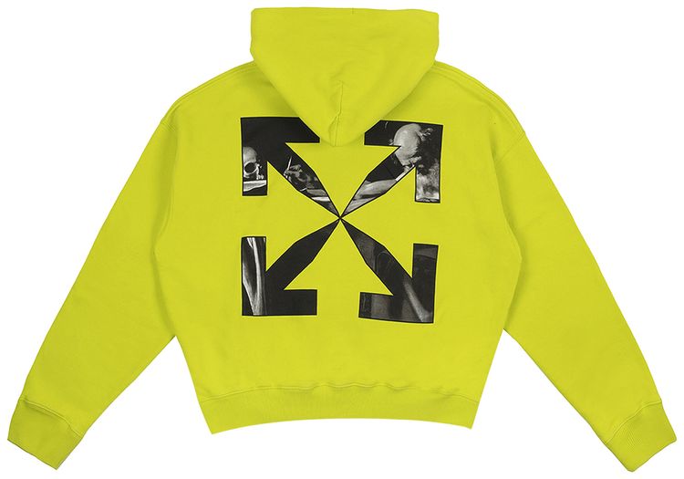 Off White Caravaggio Arrows Hoodie LimeBlack