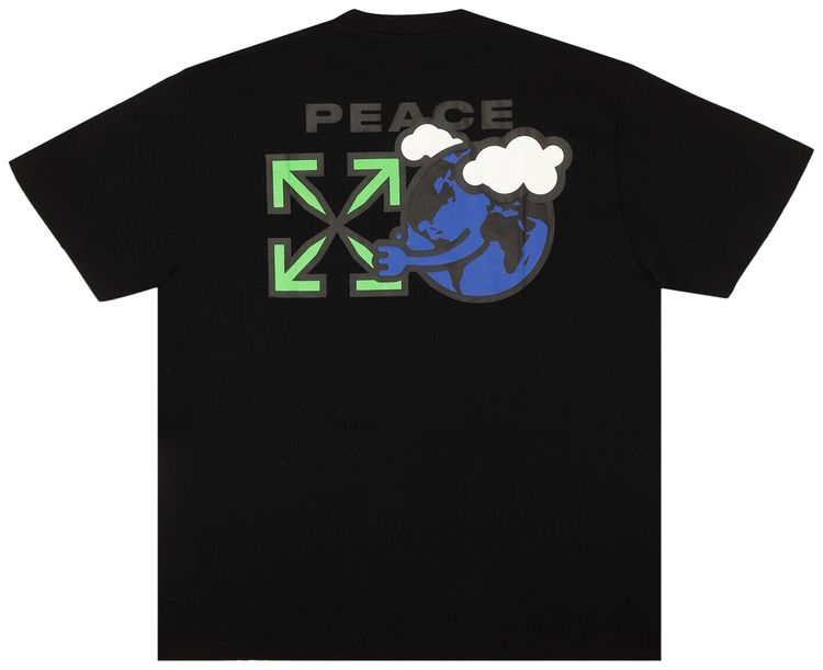 Off White Peace Worldwide Short Sleeve Over Tee BlackGreen