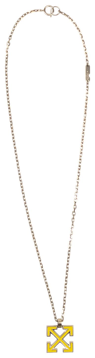 Off White Enamel Arrow Necklace Yellow