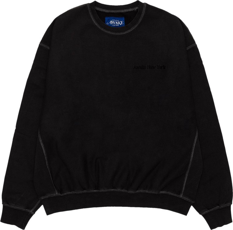 Awake NY Pigment Dyed Embroidered Crewneck Sweatshirt 'Black'