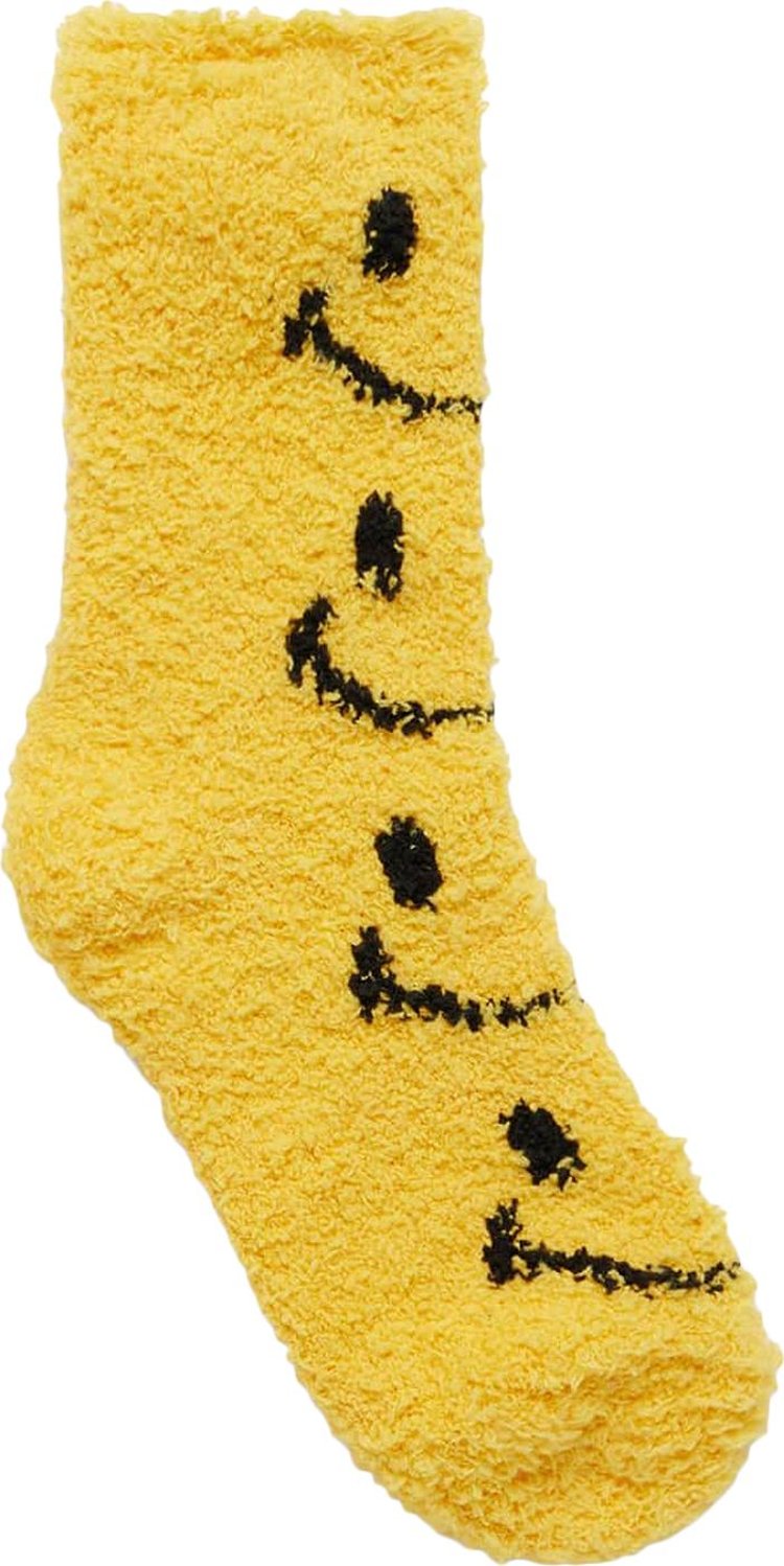 Market Smiley Holiday Fuzzy Socks 'Yellow'