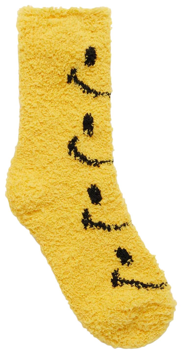 Market Smiley Holiday Fuzzy Socks 'Yellow'