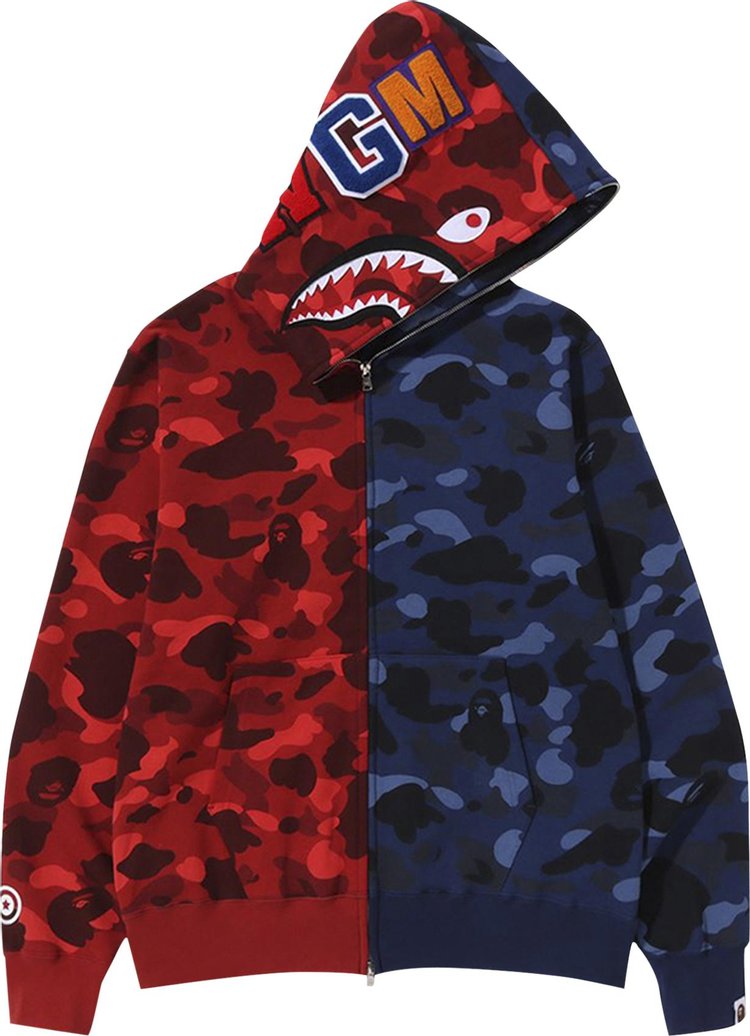 BAPE Color Camo Shark Full Zip Hoodie 'Red/Navy'