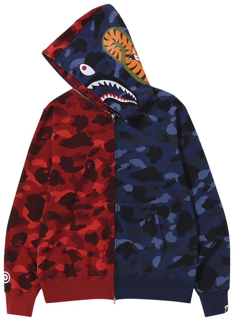 BAPE Color Camo Shark Full Zip Hoodie RedNavy