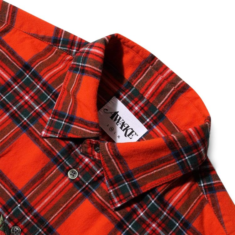 Awake NY Embroidered Rose Flannel RedBlue