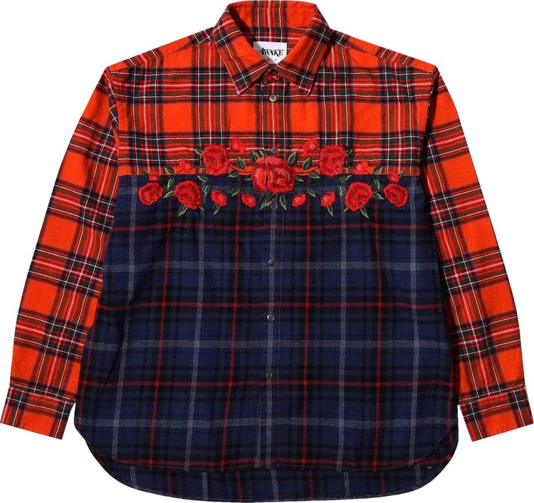 Awake NY Embroidered Rose Flannel 'Red/Blue'