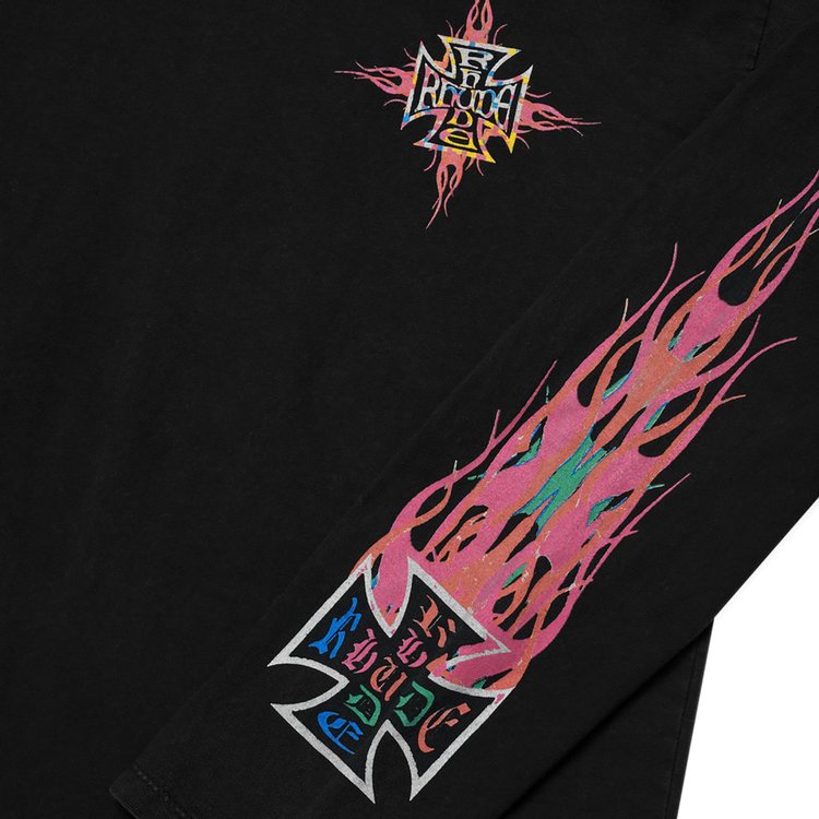 Rhude Neon Flame Long-Sleeve Tee 'Black'