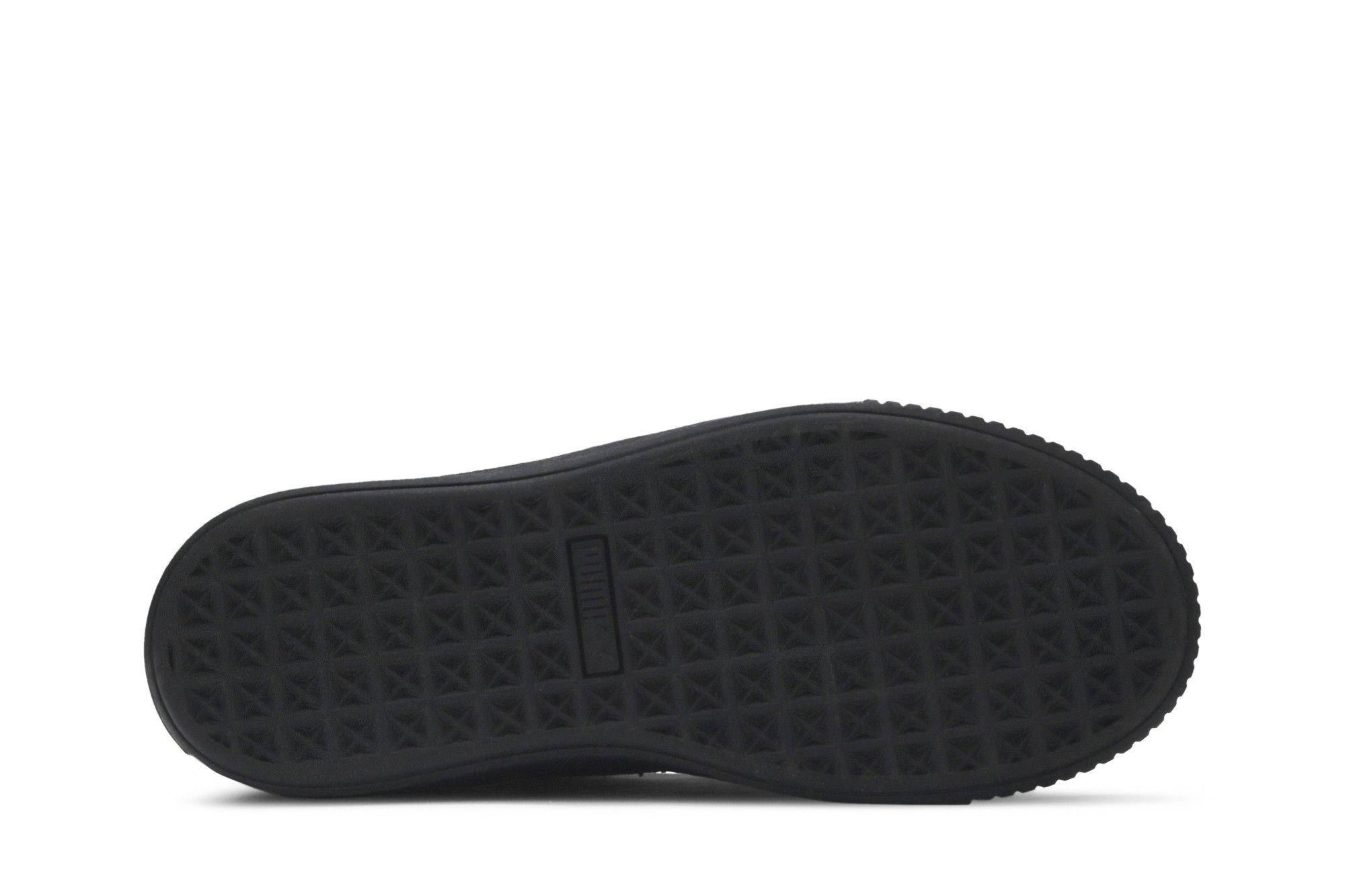 puma suede platform black white gold