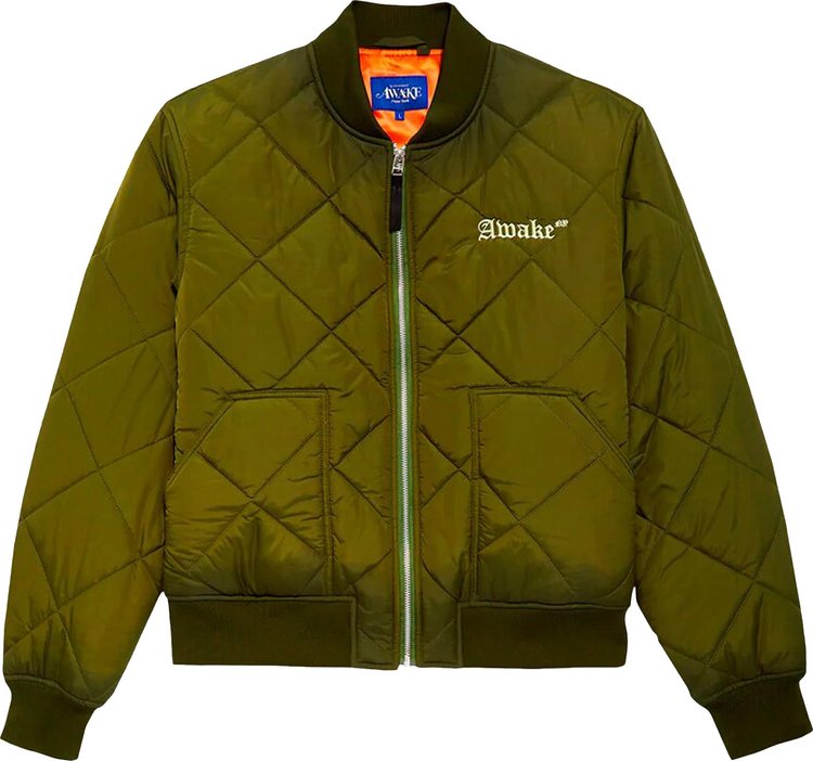Awake NY Quilted Patch Bomber Jacket 'Olive'
