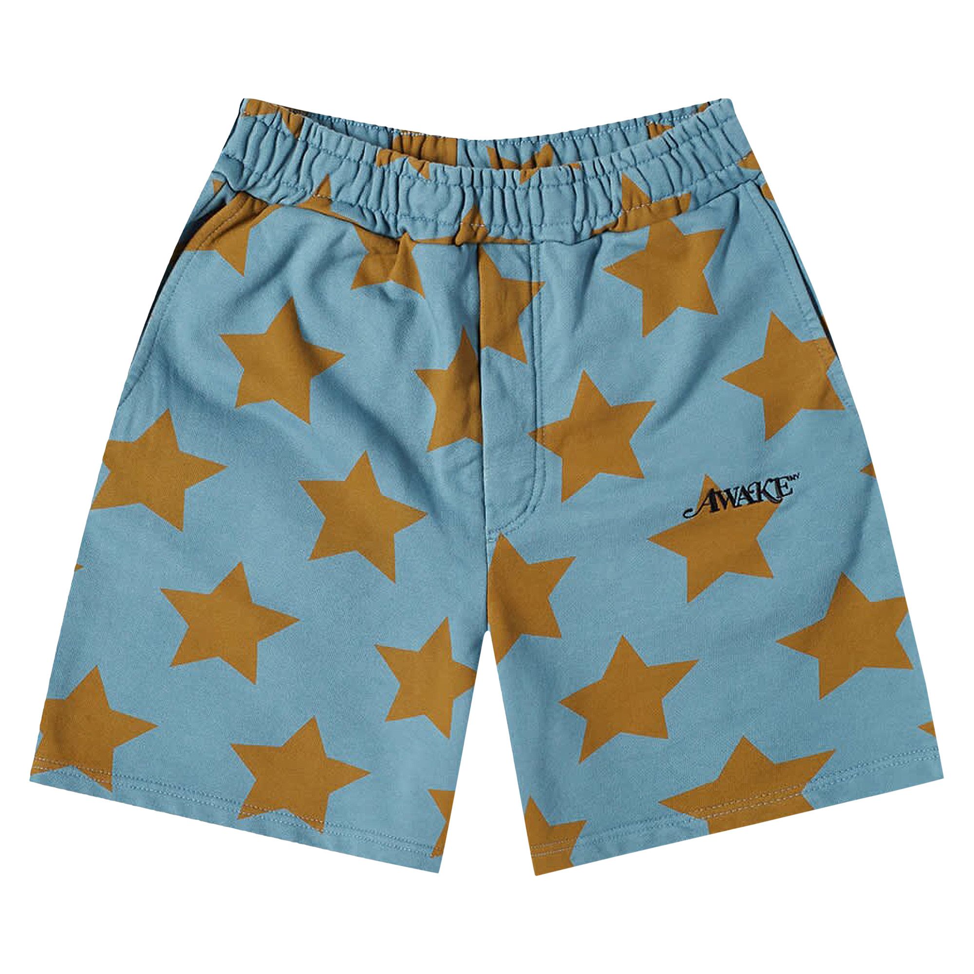 【AAKE】LOW STAR★ SHORTS Buy Awake NY Stars Sweatshorts 'Teal/Mustard' - AWK SP22