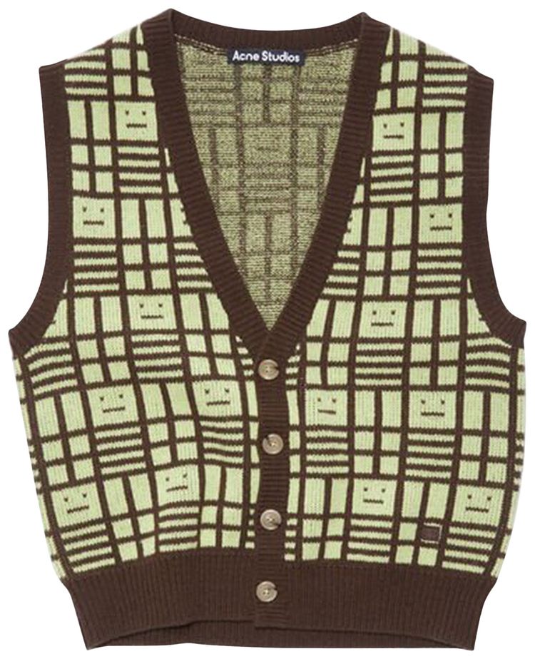 Acne Studios Sleeveless Cardigan Pale GreenCacao Brown