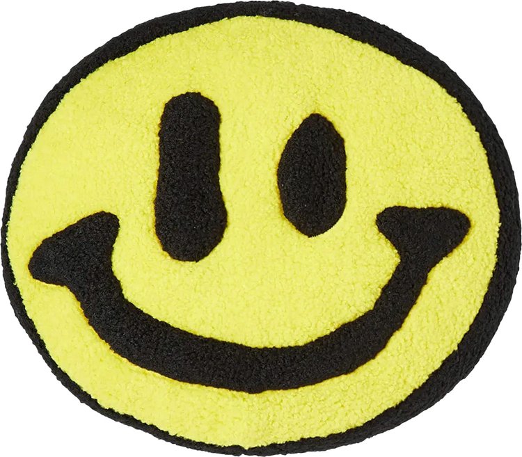 Market Smiley Collage Chenille Pillow 'Yellow'