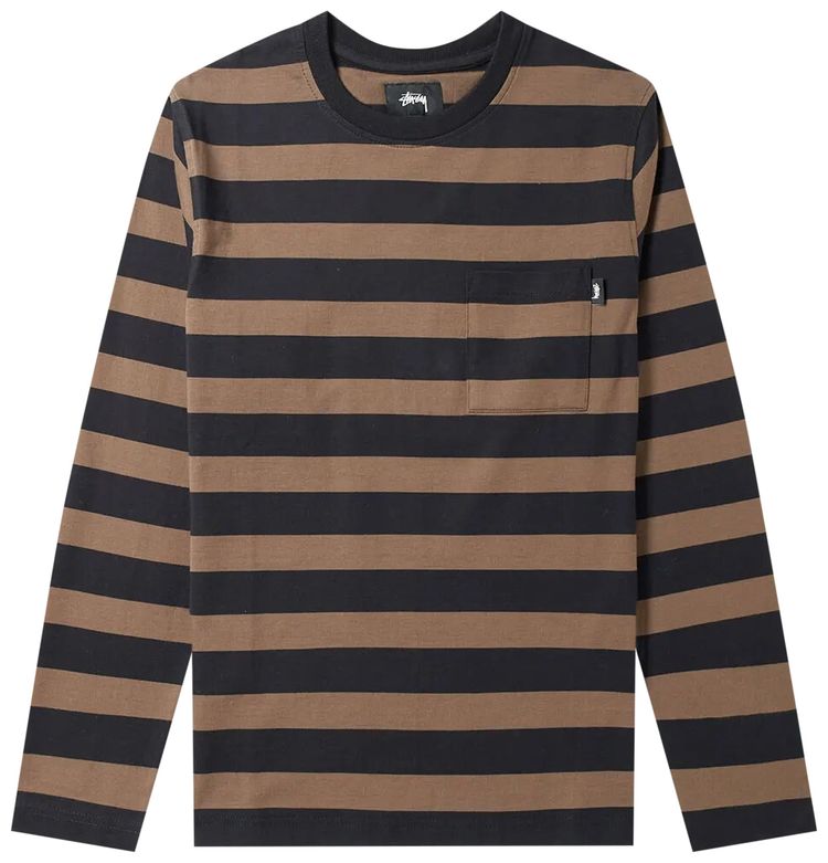 Stussy Malcolm Stripe Long Sleeve Crew Black