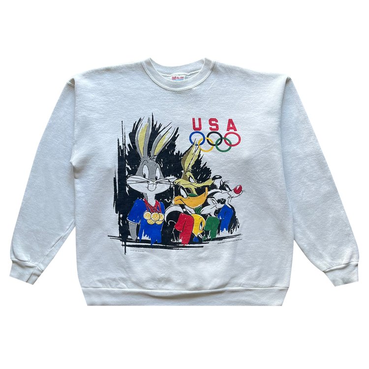 Vintage 1995 Looney Tunes Olympic Sweatshirt 'White'