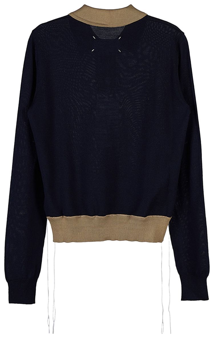 Maison Margiela Knit Polo Long Sleeve Shirt Navy Blue