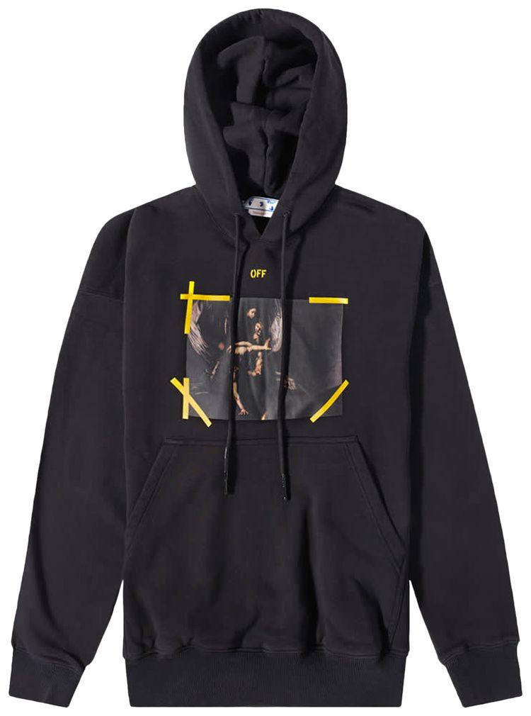 Off White Diagonal Arrow Caravaggio St Fran Slim Hoodie BlackWhite