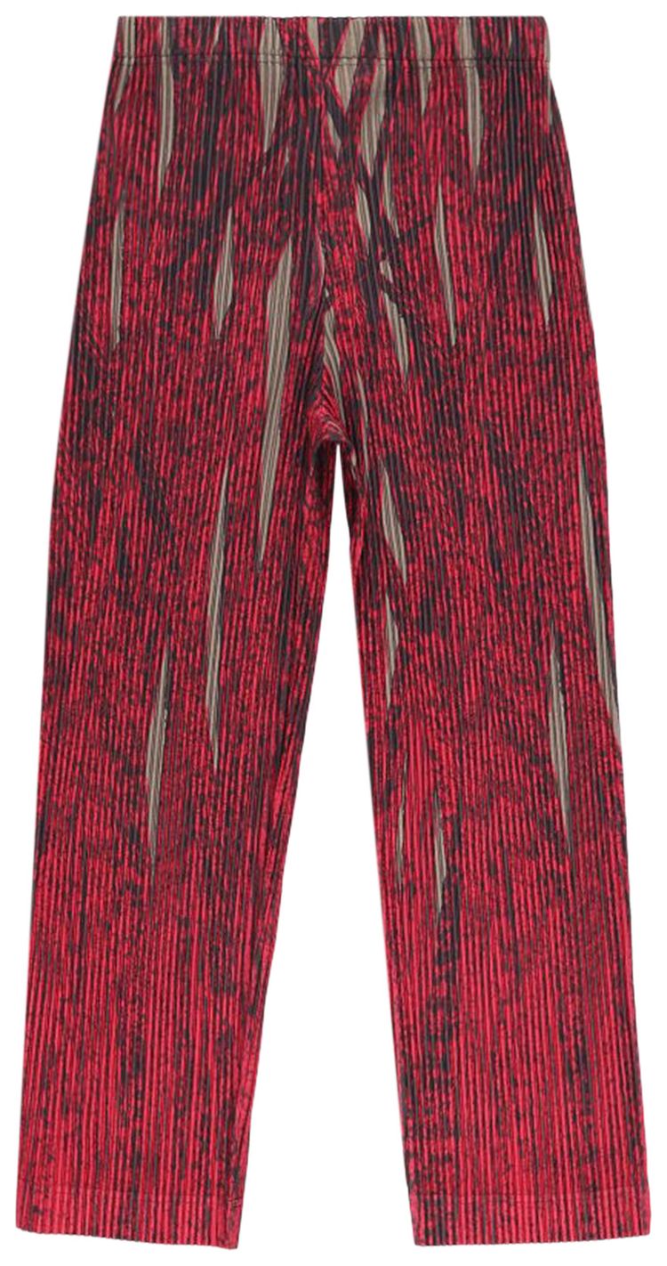 Homme Plisse Issey Miyake Grass Field Loose Fit Straight Pants Red