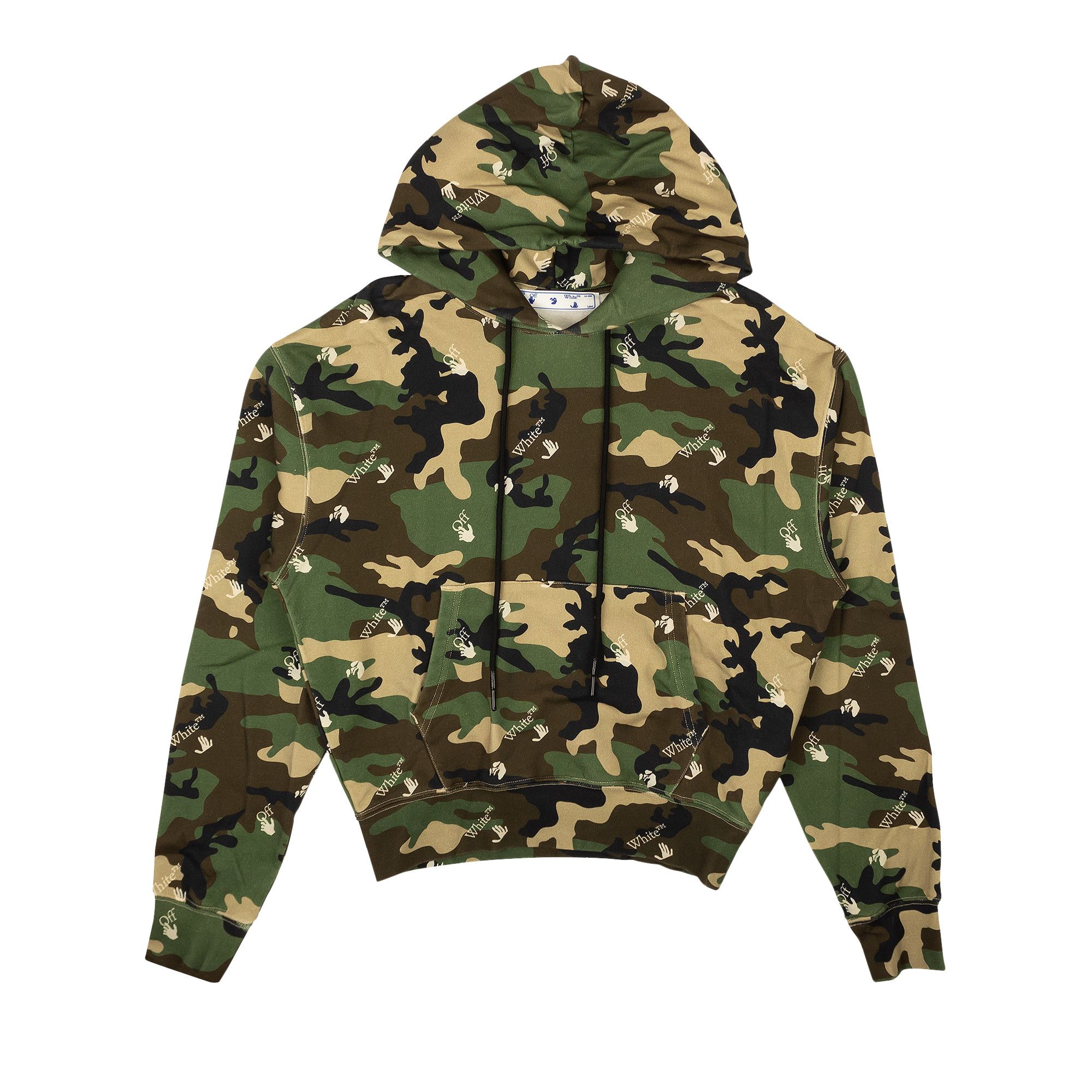 Buy Off White Camo Logo Printed Hoodie Green OMBB037S21FLE0095600 GOAT