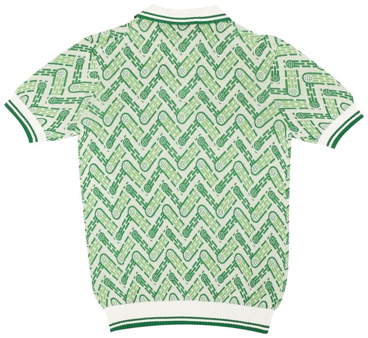 Casablanca Monogram Knit Polo Shirt Green
