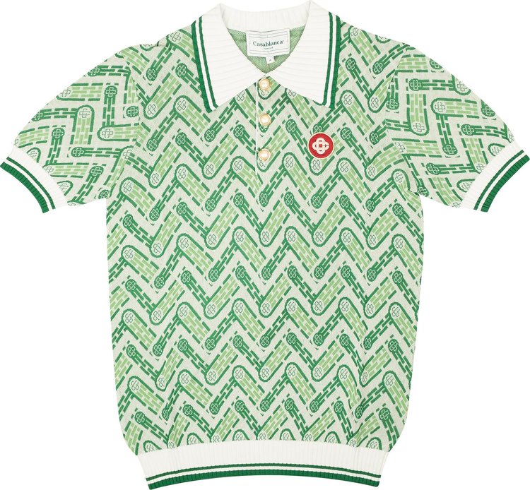 Casablanca Monogram Knit Polo Shirt 'Green'