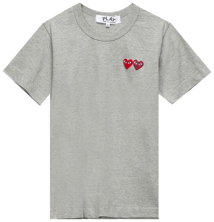 Comme des Garcons PLAY Double Heart Tee Grey