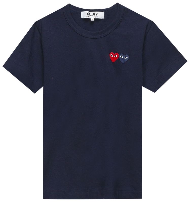 Comme des Garcons PLAY Double Heart Tee Navy