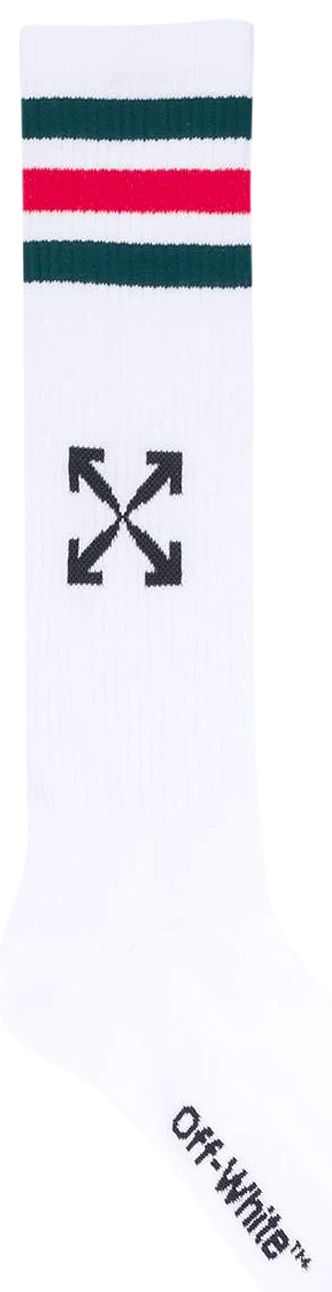 Off White Extra Long Sport Socks WhiteRed
