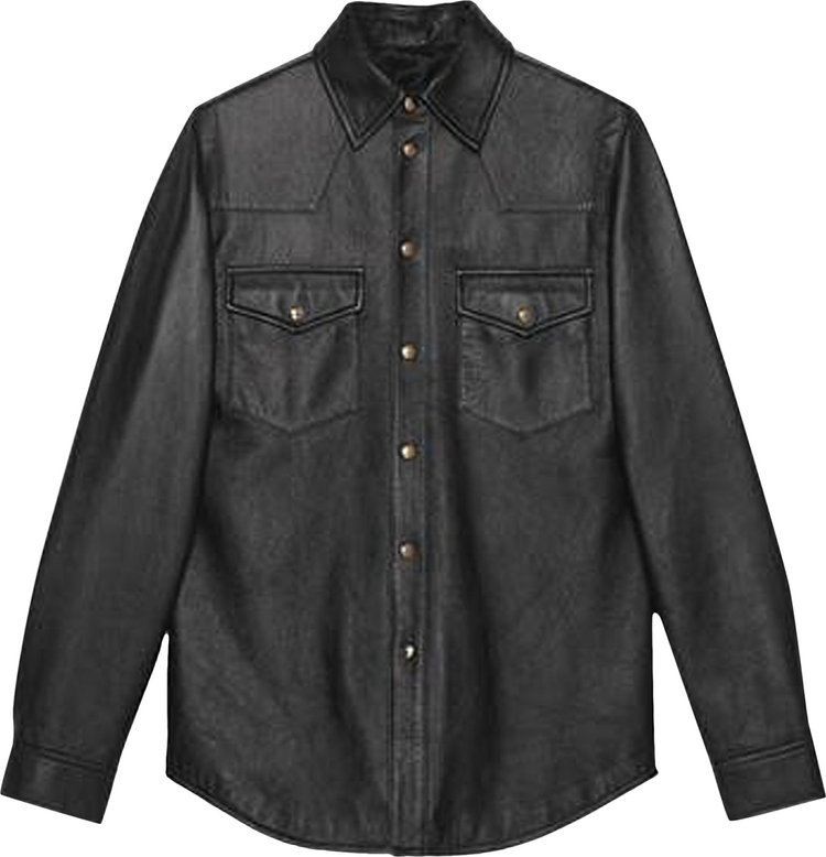 Gucci Logo Leather Shirt 'Black'
