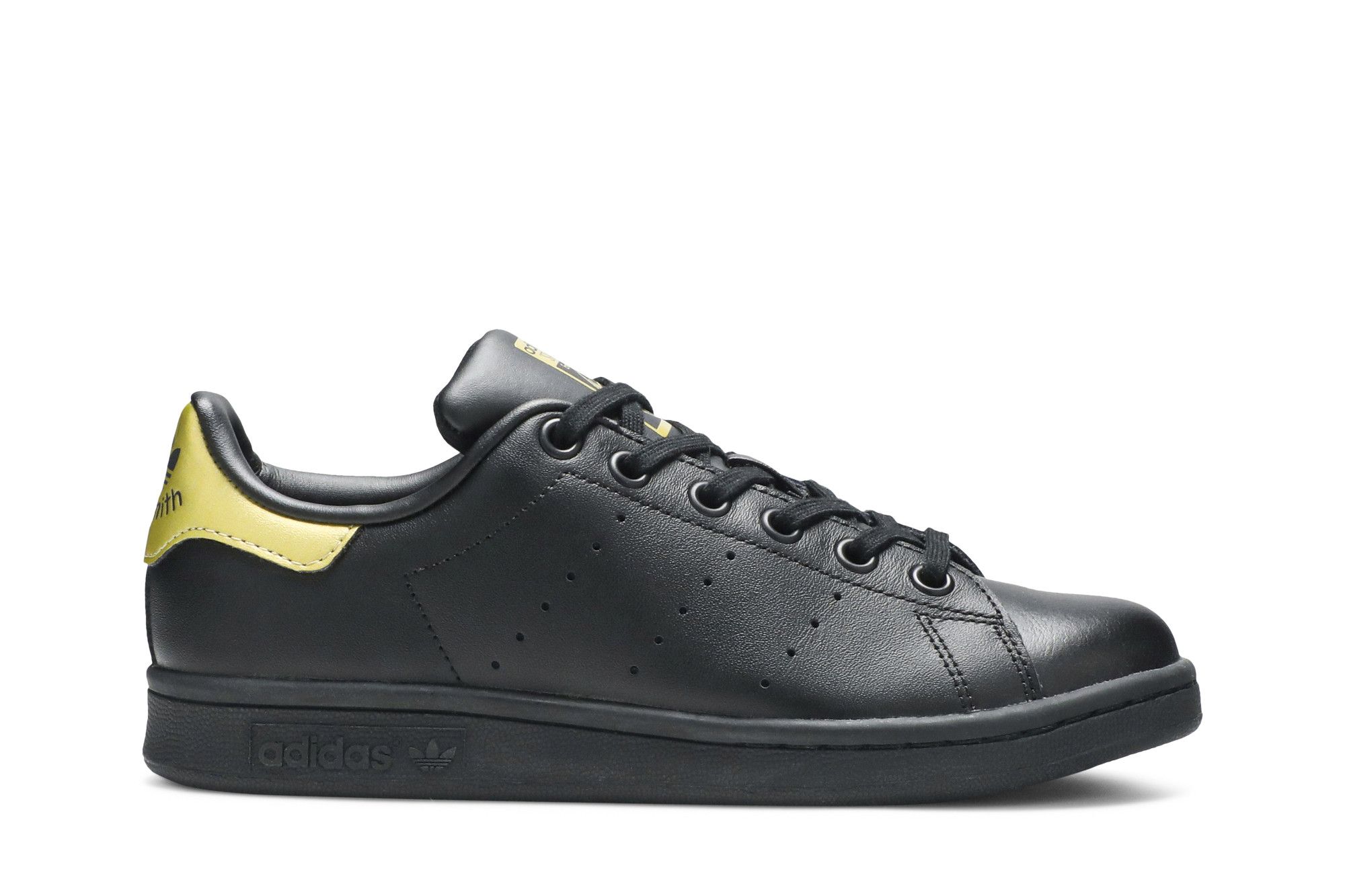 Adidas stan smith black and gold clearance