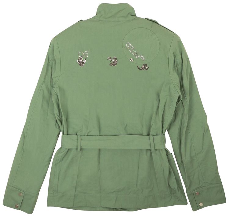 Off White Logo Twist Field Jacket Hedge GreenBlack