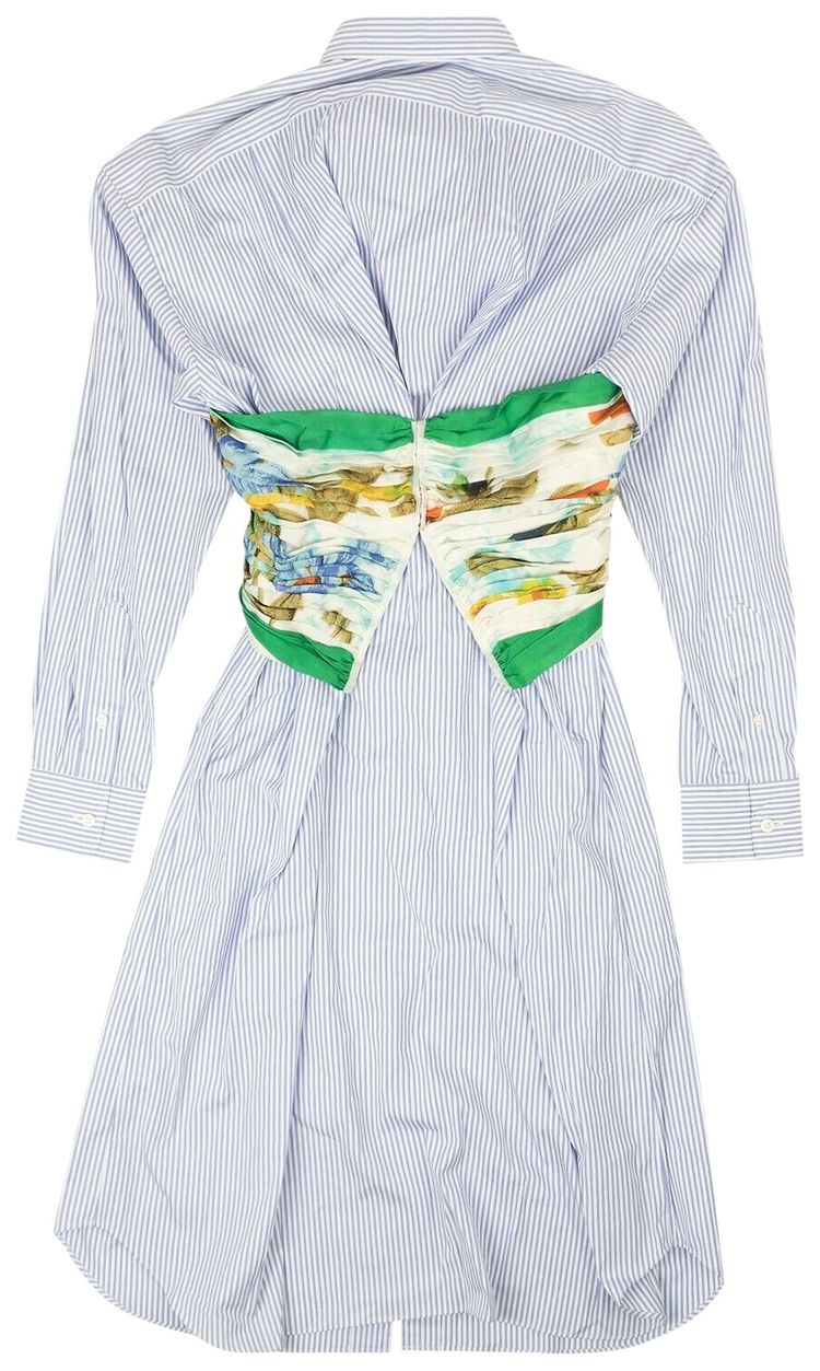 Junya Watanabe Printed Bustier Shirt Dress Light Blue