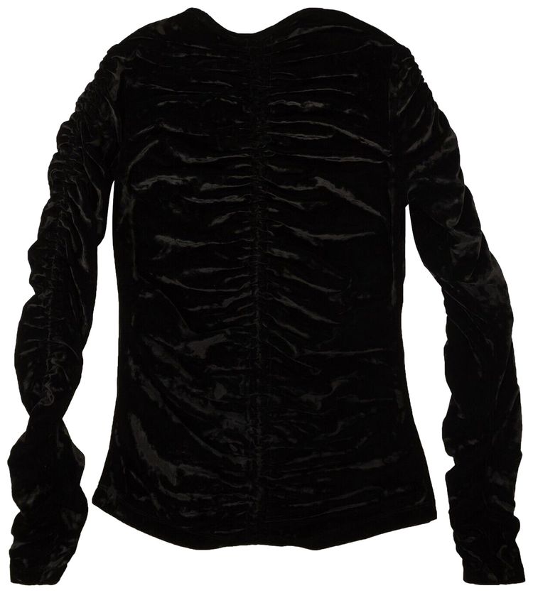 Dries Van Noten Crushed Velvet Ruched Top Black
