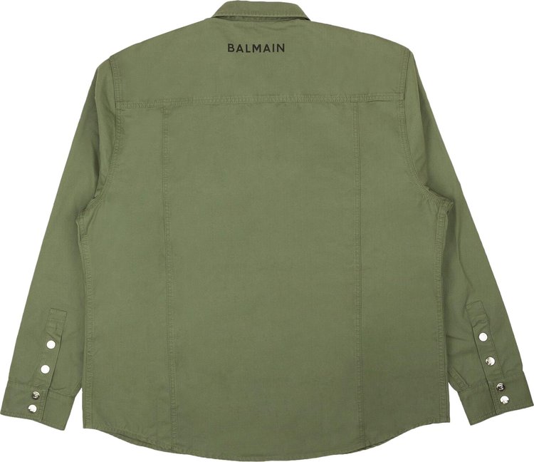 Balmain Embroidered Logo Shirt Olive