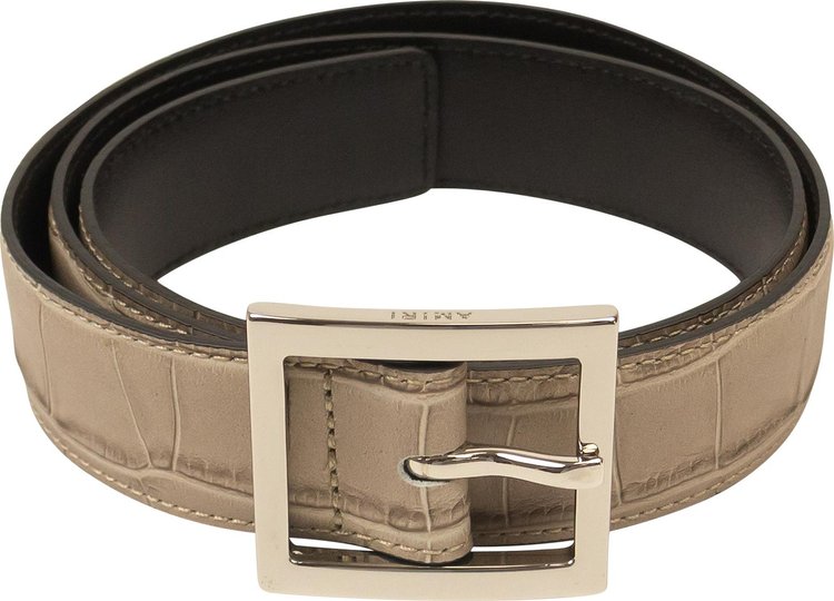 Amiri Embossed Croc Buckle Belt Beige