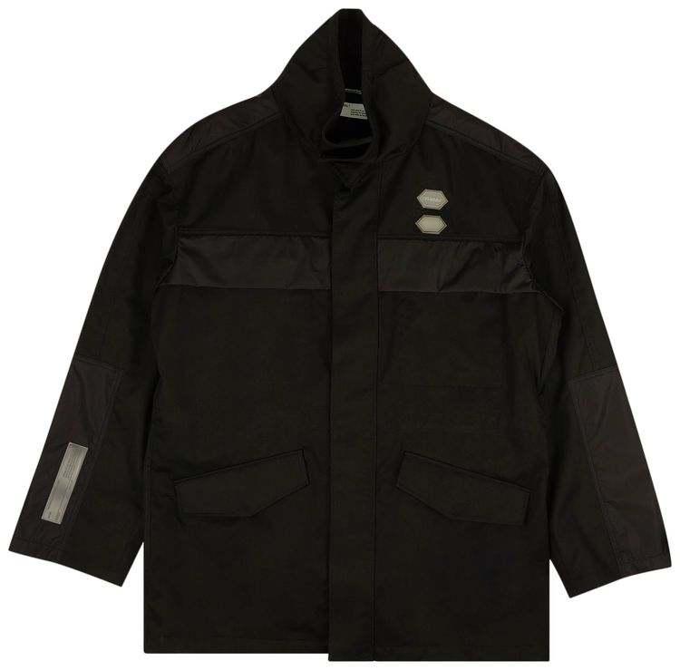 Off White Logo Patch Parka Black