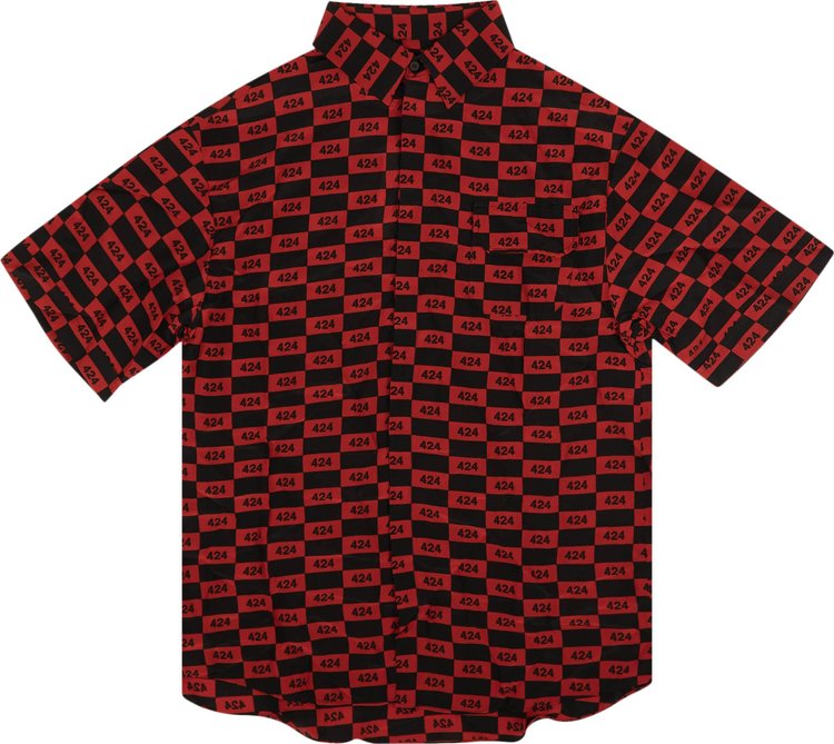 424 Checked Logo Short-Sleeve Shirt 'Red/Black'