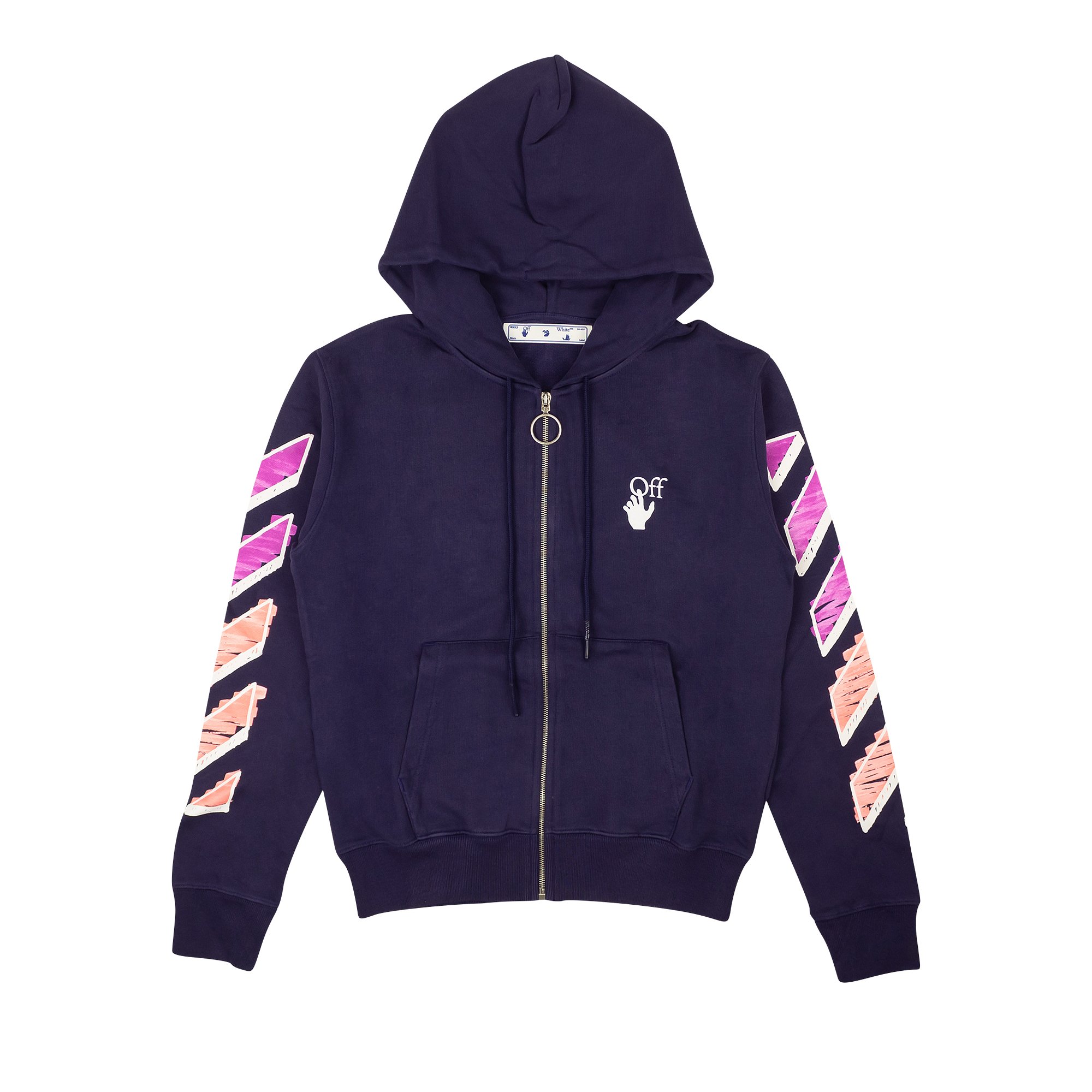 Off-White embroidered-logo cotton hoodie - Purple