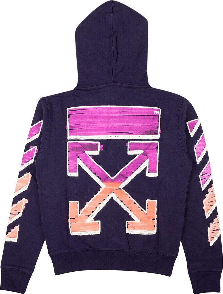 Off White Marker Slim Zip Hoodie Purple