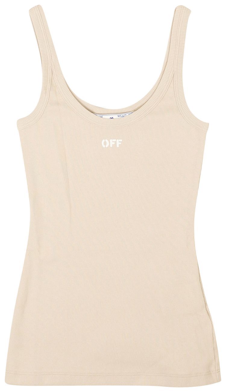 Off White Ribbed Tank Top Grey