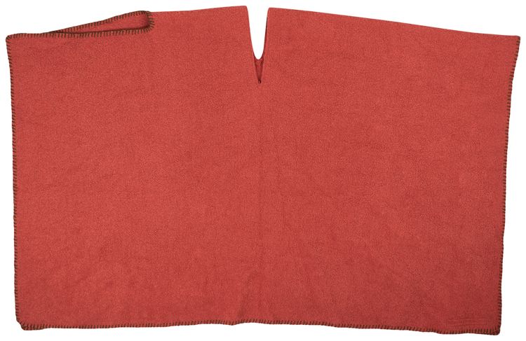 Rick Owens Wool Blend Foulard Poncho Cape Brick Red