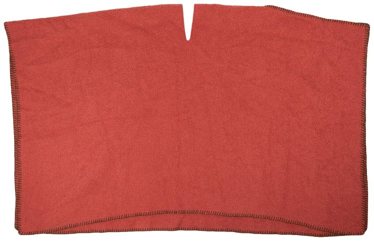 Rick Owens Wool Blend Foulard Poncho Cape Brick Red