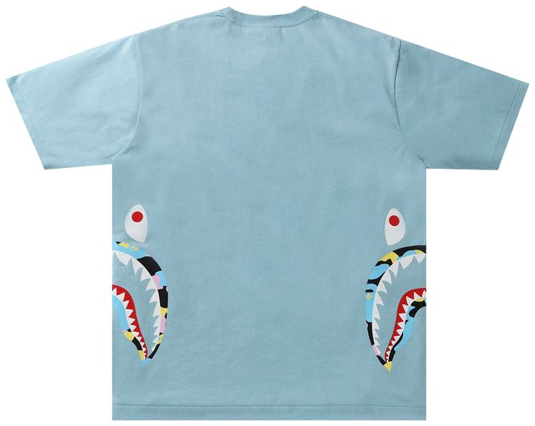 BAPE Multi Camo Side Shark Relaxed Tee Blue