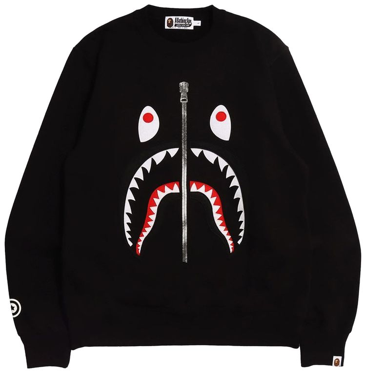 BAPE Patched Shark Crewneck Black