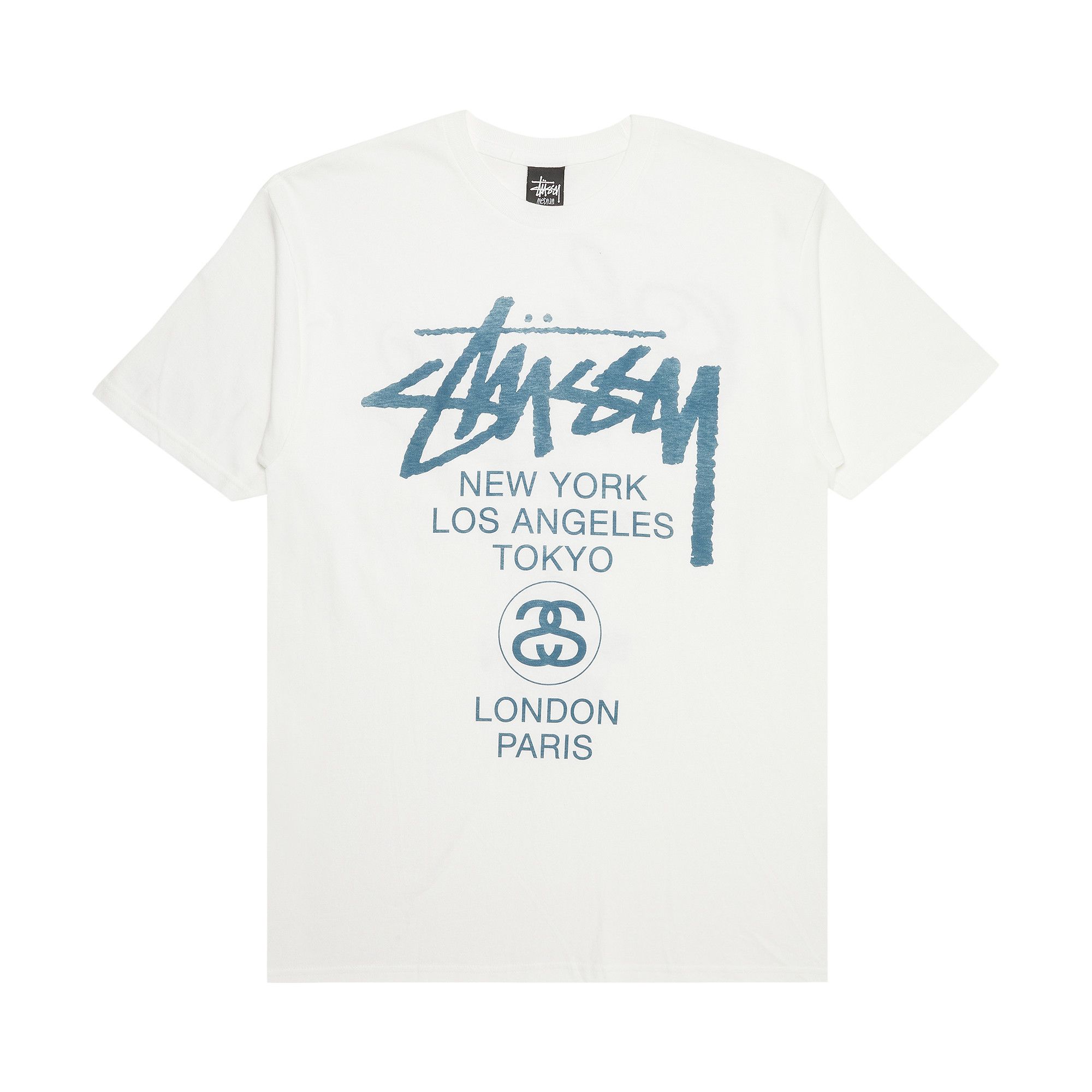 Buy Stussy World Tour Tee 'White/Teal' - 0535 100000103WTT WHIT | GOAT