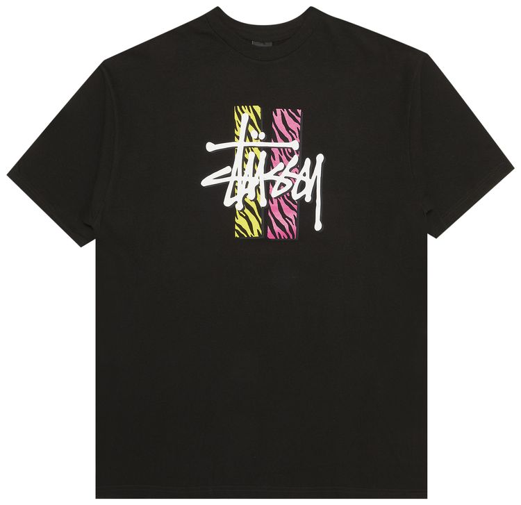 Stussy Basic Logo Stock Stripe Tee Black